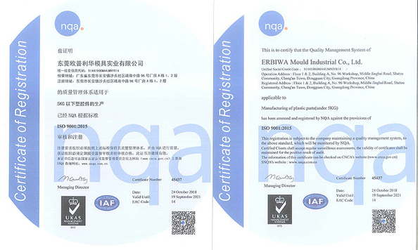 China ERBIWA Mould Industrial Co., Ltd certification